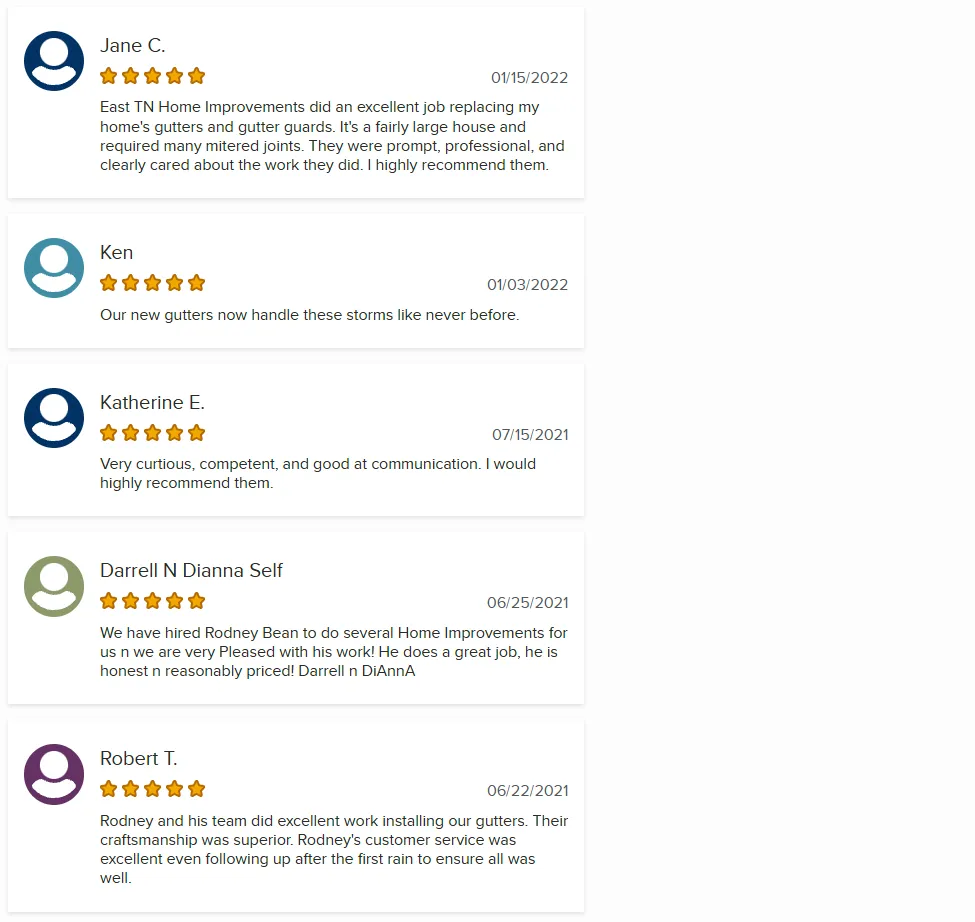 Customer reviews for East TN Home Improvements