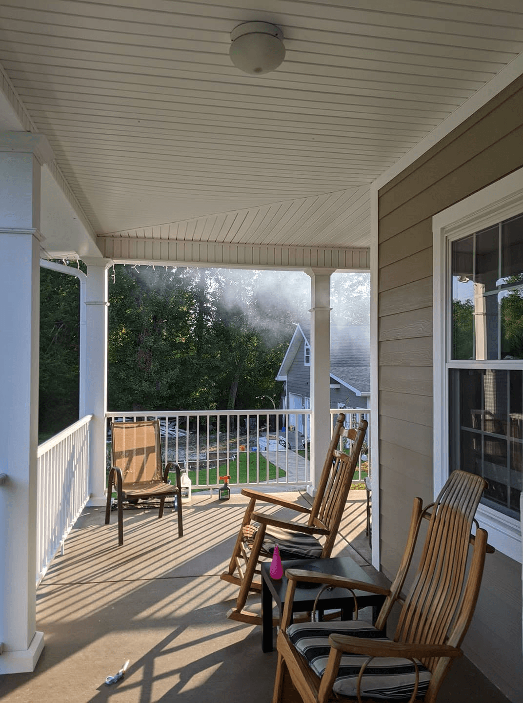 Finished soffit work on a covered porch